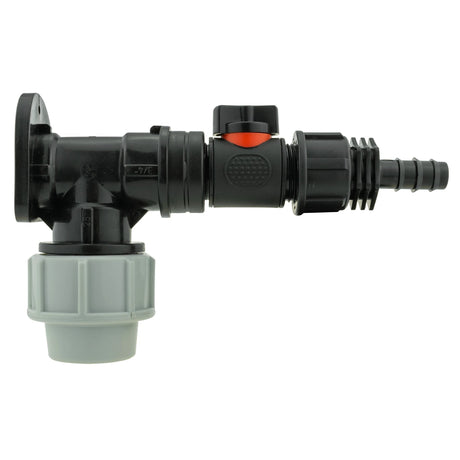 Wall Flange Kit 25mm MDPE + In-Line Valve + 1/2" Barb - Armstrong Cheshire