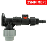 Wall Flange Kit 25mm MDPE + In-Line Valve + 1/2" Barb - Armstrong Cheshire