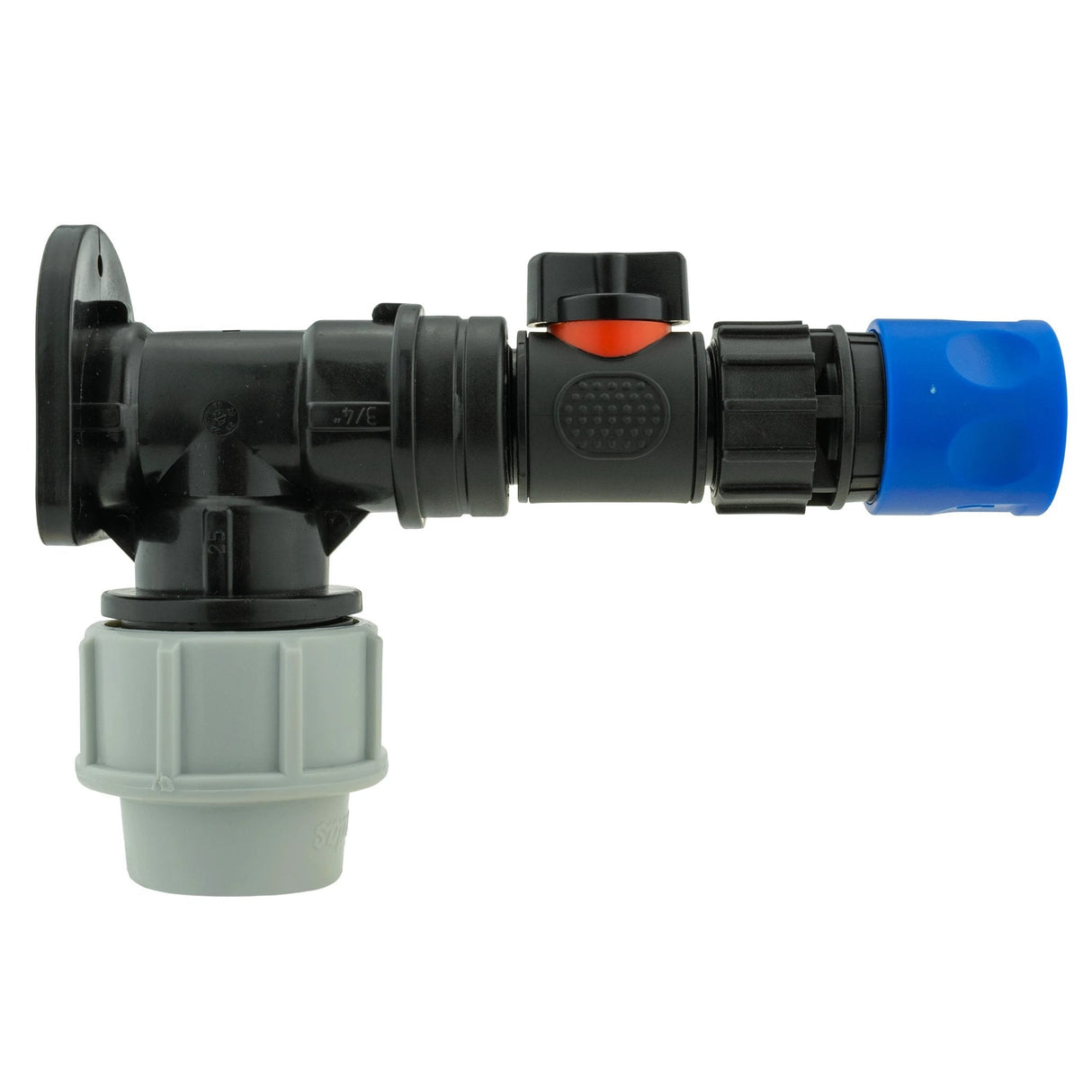 Wall Flange Kit 25mm MDPE + In-Line Valve & Female Quick Connector - Armstrong Cheshire
