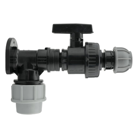 Wall Flange Kit 25mm MDPE + Large Plastic Valve & 20mm MDPE Straight - Armstrong Cheshire
