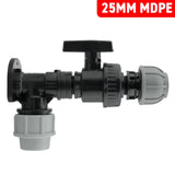 Wall Flange Kit 25mm MDPE + Large Plastic Valve & 25mm MDPE Straight - Armstrong Cheshire