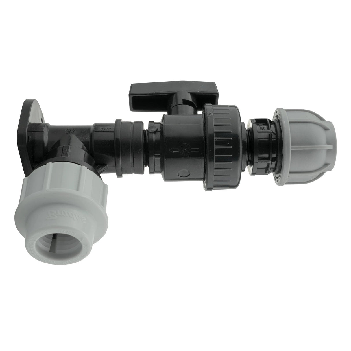 Wall Flange Kit 25mm MDPE + Large Plastic Valve & 25mm MDPE Straight - Armstrong Cheshire
