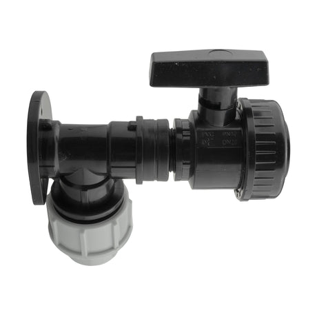 Wall Flange Kit 25mm MDPE + Large Plastic Valve 3/4" BSP - Armstrong Cheshire