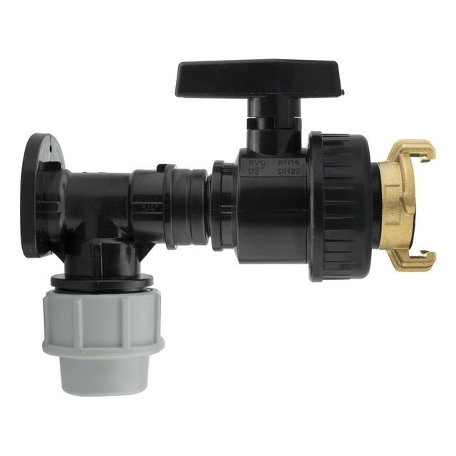 Wall Flange Kit 25mm MDPE + Large Plastic Valve + Geka - Armstrong Cheshire
