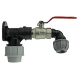 Wall Flange Kit 25mm MDPE + Lever Valve + 20mm MDPE Elbow - Armstrong Cheshire