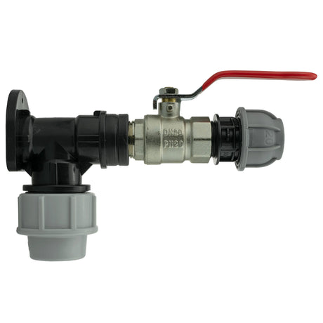 Wall Flange Kit 25mm MDPE + Lever Valve + 20mm MDPE Straight - Armstrong Cheshire