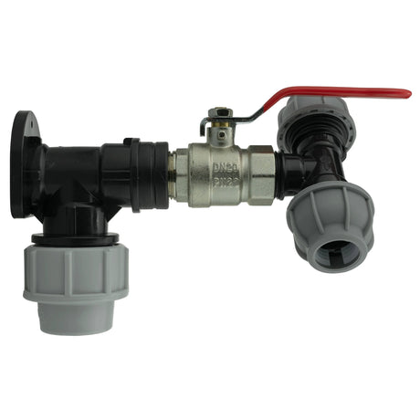 Wall Flange Kit 25mm MDPE + Lever Valve + 20mm MDPE Tee - Armstrong Cheshire