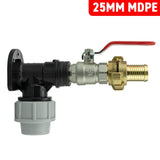 Wall Flange Kit 25mm MDPE + Lever Valve + 25mm Barbed Geka Set - Armstrong Cheshire