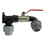 Wall Flange Kit 25mm MDPE + Lever Valve + 25mm MDPE Elbow - Armstrong Cheshire