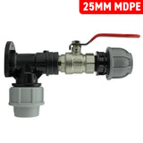Wall Flange Kit 25mm MDPE + Lever Valve + 25mm MDPE Straight - Armstrong Cheshire