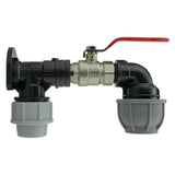 Wall Flange Kit 25mm MDPE + Lever Valve + 32mm MDPE Elbow - Armstrong Cheshire