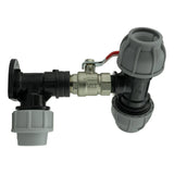 Wall Flange Kit 25mm MDPE + Lever Valve + 32mm MDPE Tee - Armstrong Cheshire
