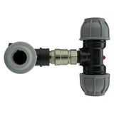Wall Flange Kit 25mm MDPE + Lever Valve + 32mm MDPE Tee - Armstrong Cheshire