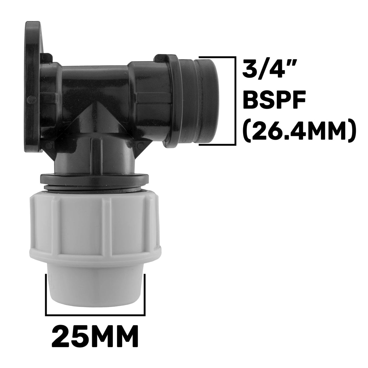 Wall Flange Kit 25mm MDPE + Lever Valve + Quick Connect Male - Armstrong Cheshire