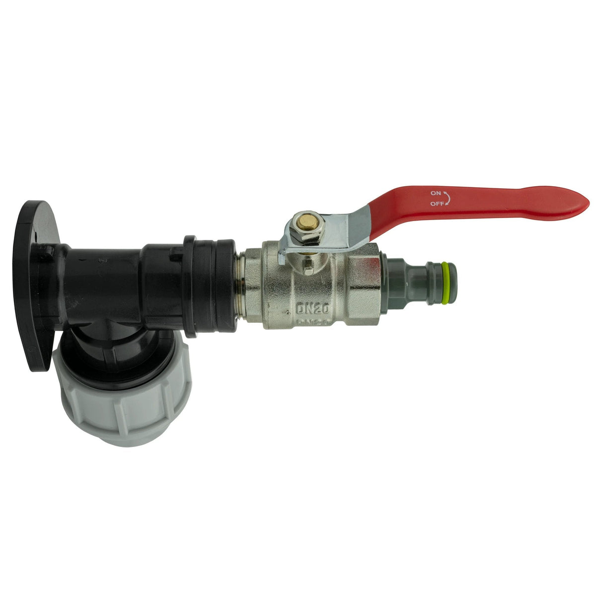 Wall Flange Kit 25mm MDPE + Lever Valve + Quick Connect Male - Armstrong Cheshire
