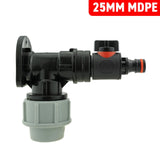 Wall Flange Kit 25mm MDPE + Valve with Male Quick Connector - Armstrong Cheshire