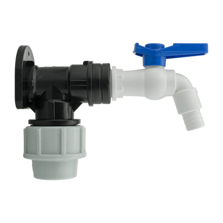 Wall Flange Kit 25mm MDPE + White PVC Tap - Armstrong Cheshire