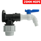 Wall Flange Kit 25mm MDPE + White PVC Tap - Armstrong Cheshire