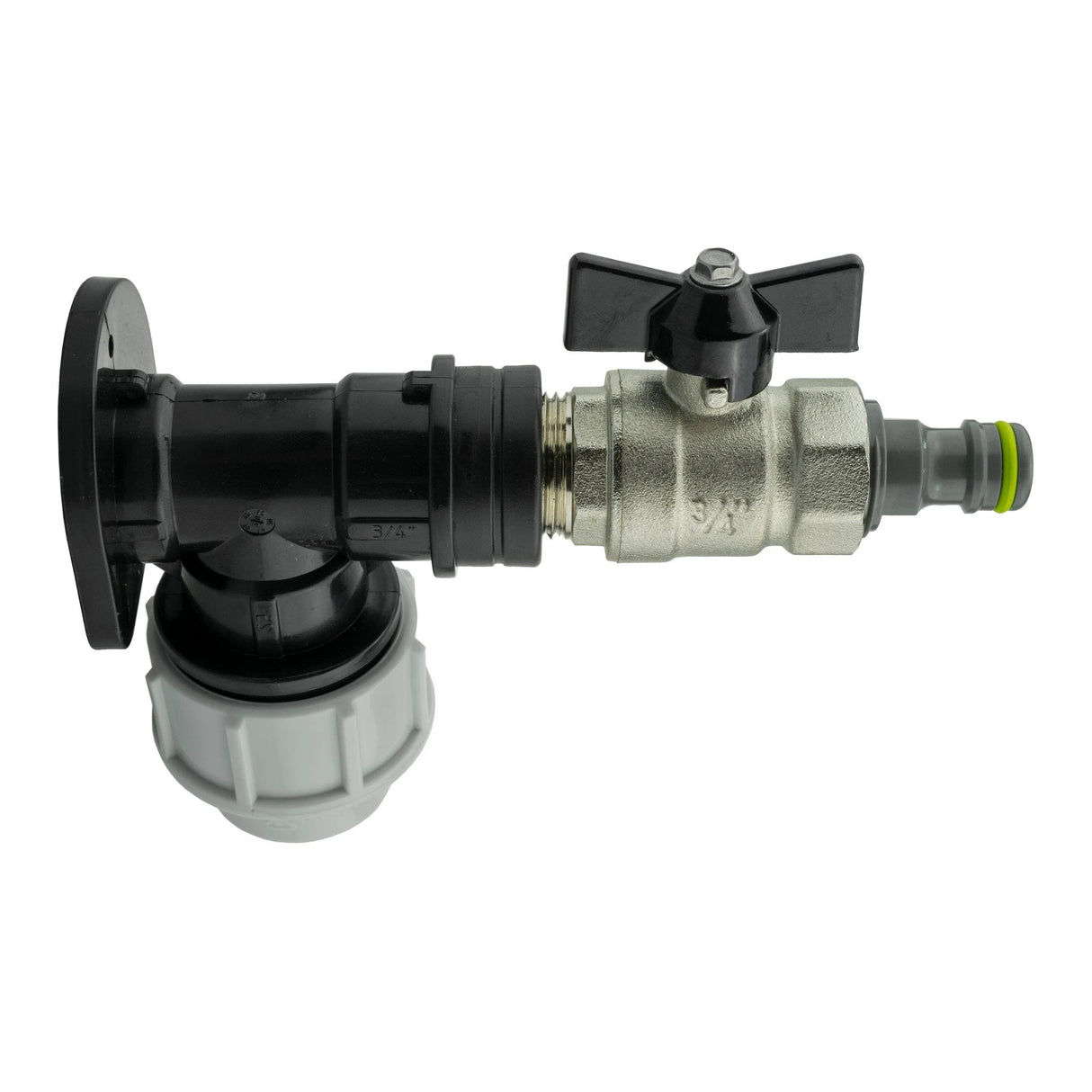 Wall Flange Kit 32mm MDPE + Bib Valve + Click Lock Male Lime - Armstrong Cheshire