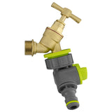 Wall Flange Kit 32mm MDPE + Brass Bib Tap + Lime Two Way Tap Splitter - Armstrong Cheshire