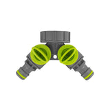Wall Flange Kit 32mm MDPE + Brass Bib Tap + Lime Two Way Tap Splitter - Armstrong Cheshire