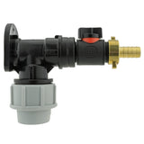 Wall Flange Kit 32mm MDPE + In-Line Valve + 13mm Brass Barb - Armstrong Cheshire