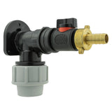 Wall Flange Kit 32mm MDPE + In-Line Valve + 13mm Brass Barb - Armstrong Cheshire