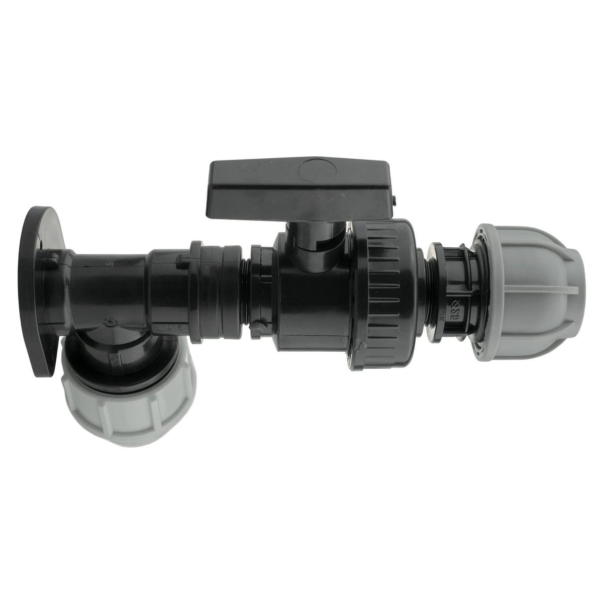 Wall Flange Kit 32mm MDPE + Large Plastic Valve & 32mm MDPE Straight - Armstrong Cheshire