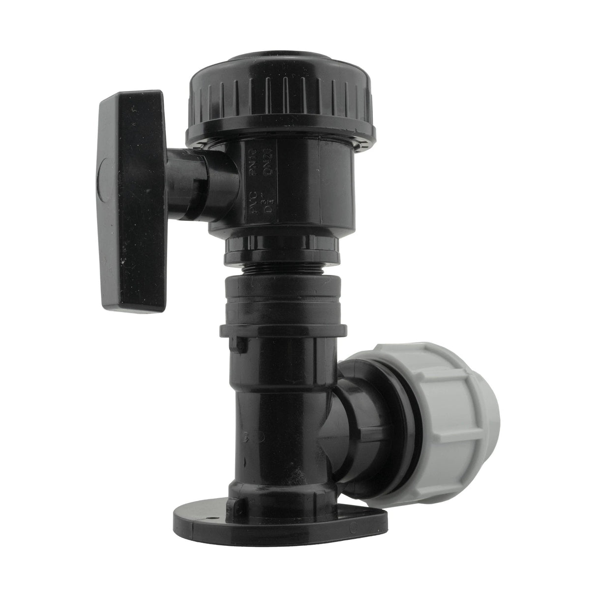 Wall Flange Kit 32mm MDPE + Large Plastic Valve 3/4" BSP - Armstrong Cheshire