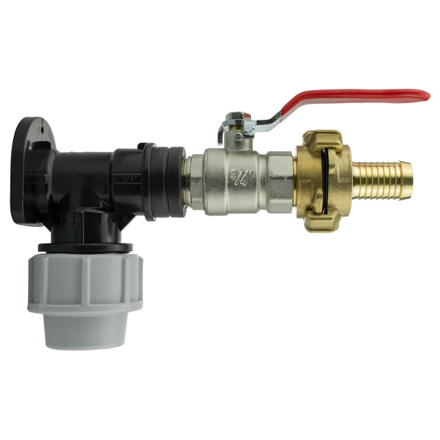 Wall Flange Kit 32mm MDPE + Lever Valve + 19mm Barbed Geka Set - Armstrong Cheshire