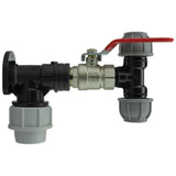 Wall Flange Kit 32mm MDPE + Lever Valve + 20mm MDPE Tee - Armstrong Cheshire