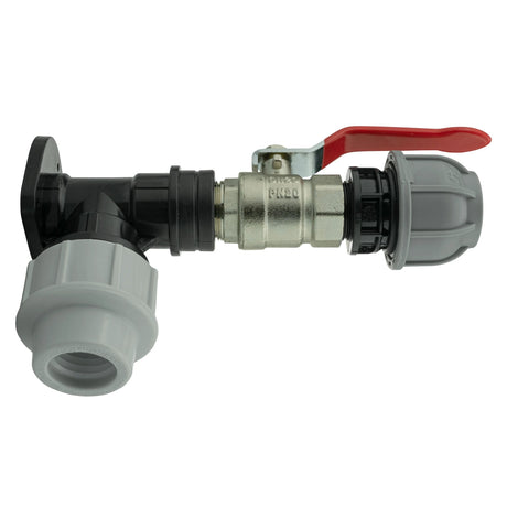 Wall Flange Kit 32mm MDPE + Lever Valve + 25mm MDPE Straight - Armstrong Cheshire