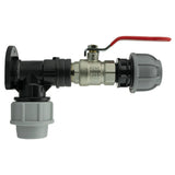 Wall Flange Kit 32mm MDPE + Lever Valve + 25mm MDPE Straight - Armstrong Cheshire
