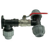 Wall Flange Kit 32mm MDPE + Lever Valve + 25mm MDPE Tee - Armstrong Cheshire