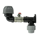 Wall Flange Kit 32mm MDPE + Lever Valve + 32mm MDPE Elbow - Armstrong Cheshire