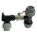 Wall Flange Kit 32mm MDPE + Lever Valve + 32mm MDPE Tee - Armstrong Cheshire
