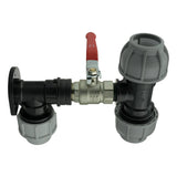 Wall Flange Kit 32mm MDPE + Lever Valve + 32mm MDPE Tee - Armstrong Cheshire