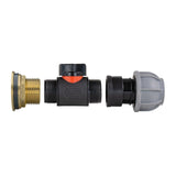 Water Butt Brass Kit 1" with In-Line Valve + 20mm MDPE - Armstrong Cheshire