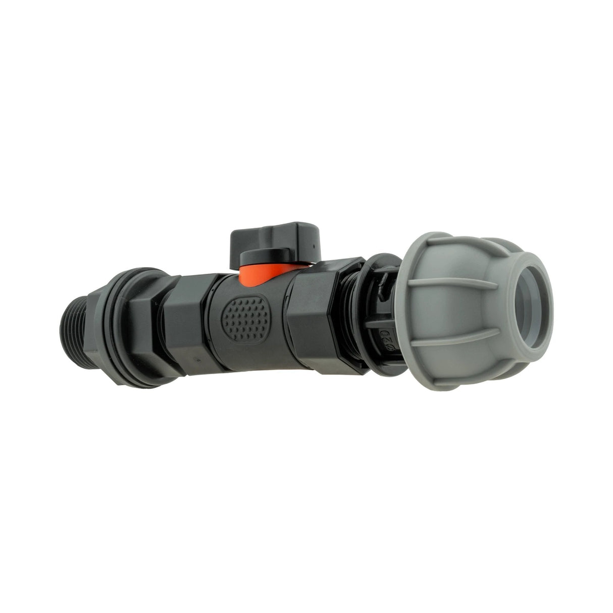 Water Butt Connector 3/4" BSP with In-Line BSPF Valve and 20mm MDPE Straight - Armstrong Cheshire