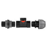 Water Butt Connector 3/4" BSP with In-Line BSPF Valve and 20mm MDPE Straight - Armstrong Cheshire