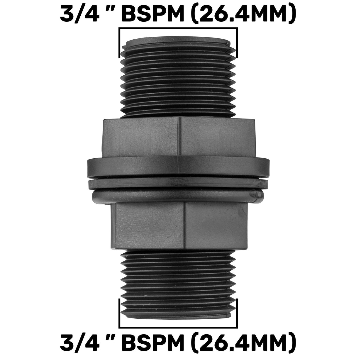 Water Butt Connector 3/4" BSP with In-Line BSPF Valve and 20mm MDPE Straight - Armstrong Cheshire