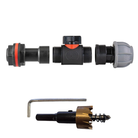 Water Butt Extension Kit 3/4" with In-Line Valve + 20mm MDPE and Drill Bit - Armstrong Cheshire