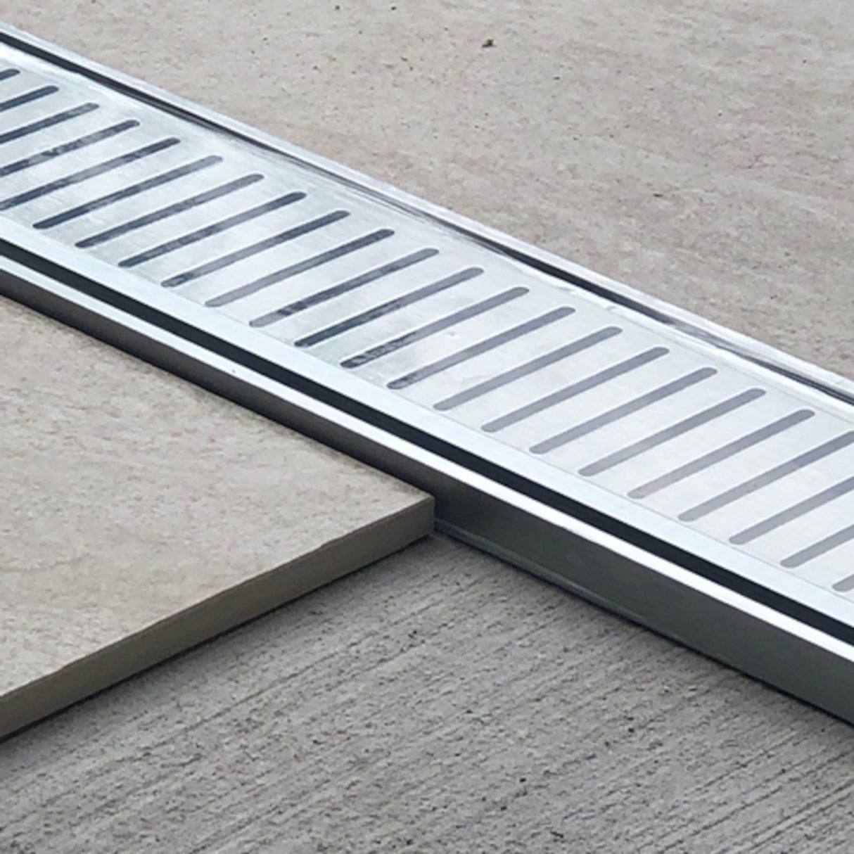 Lauxes Aluminium Next Generation Linear Shower Drain Grate 14mm - Silk Silver - Armstrong Supplies