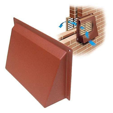 9 x 6 Terracotta Hooded Cowl Vent Cover for Air Bricks  (4699649998984)