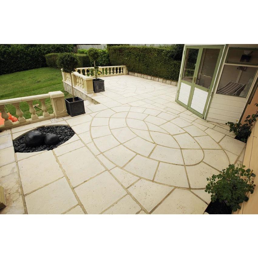 Baroque Oval Patio Kit Limestone Effect (3.2m x 2.2m) - Armstrong Cheshire