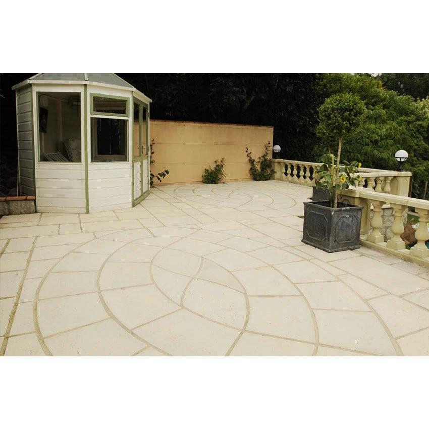 Baroque Oval Patio Kit Limestone Effect (3.2m x 2.2m) - Armstrong Cheshire