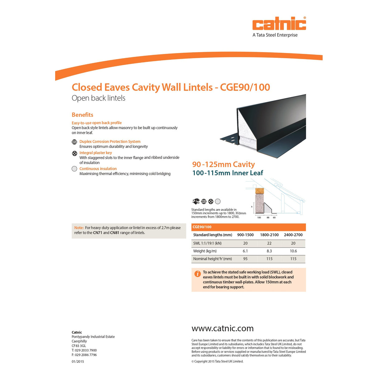 Catnic - 100mm - Eaves Lintel - CGE90/100