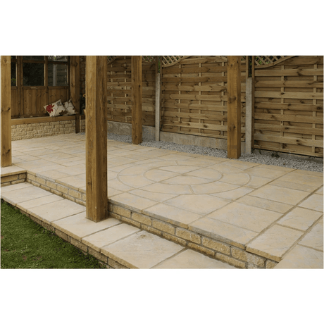 Chalice Concrete Paving Circle With Squaring Off Kit Honey Brown 3.24m2 - Armstrong Cheshire