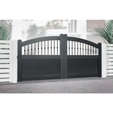 Curved Top Metal Double Driveway Gate with Mixed Infill Black - Armstrong Cheshire