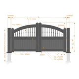 Curved Top Metal Double Driveway Gate with Mixed Infill Black - Armstrong Cheshire
